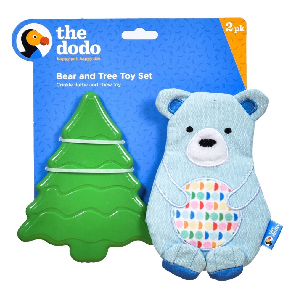 The Dodo Dog Toy Set Bear & Tree Durable Stuffing Free for Small
